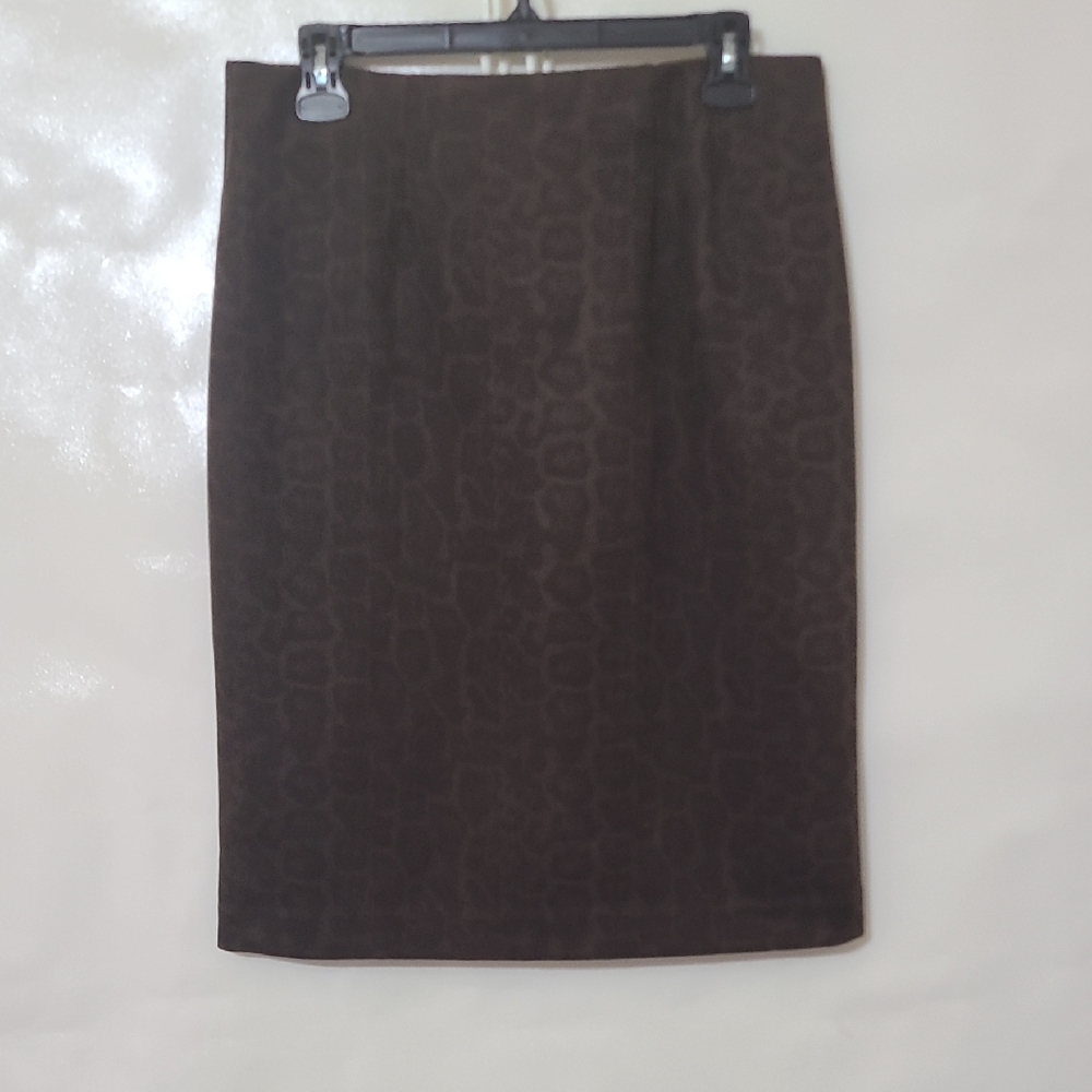 Peace of Cloth Dark Brown Animal Print‎ Pull On Pencil Skirt - Size M